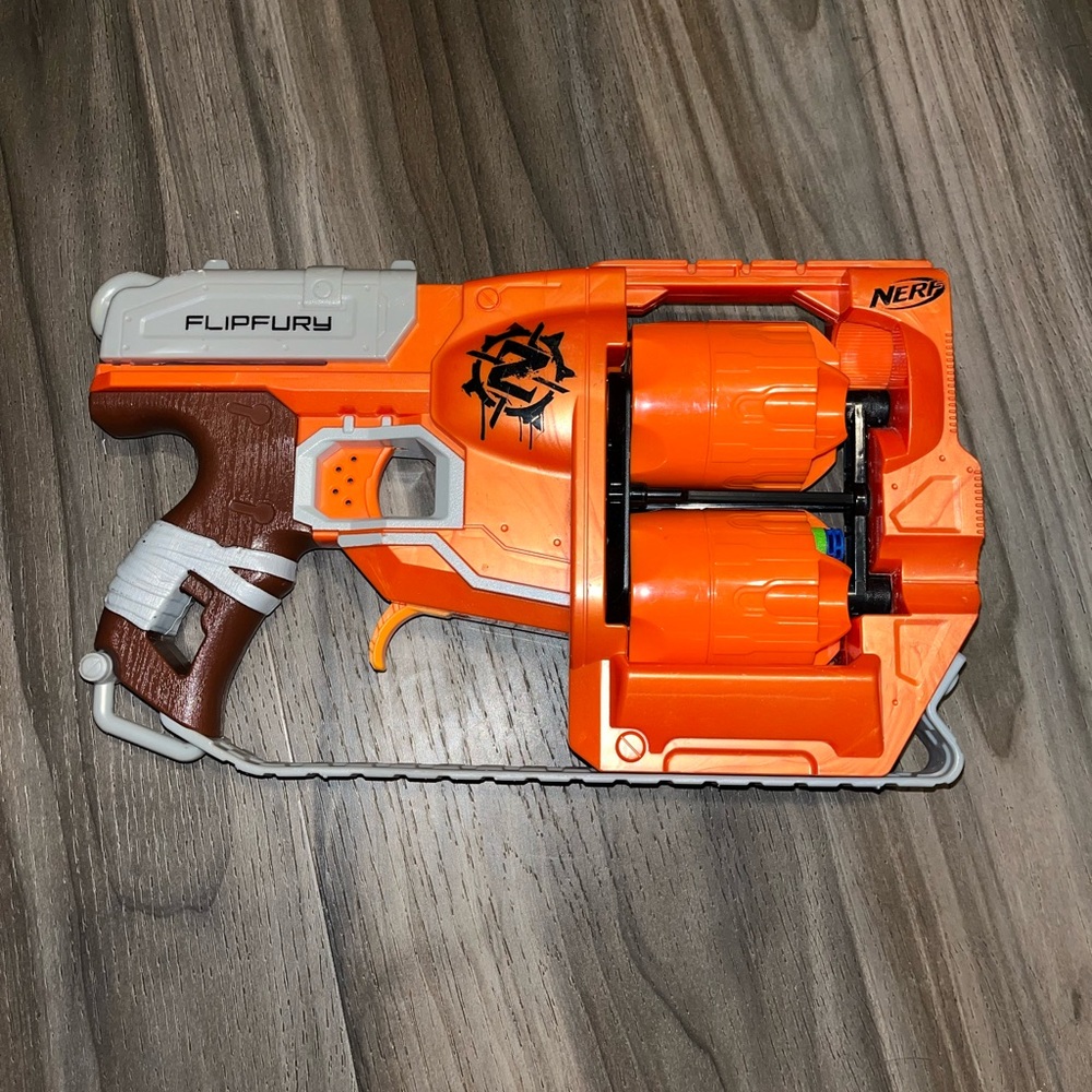 Nerf FlipFury Blaster - Orange, Brown, and Gray